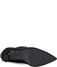 Azalea Wang Sariah Fringed Pointed Toe Kitten Heel Boots