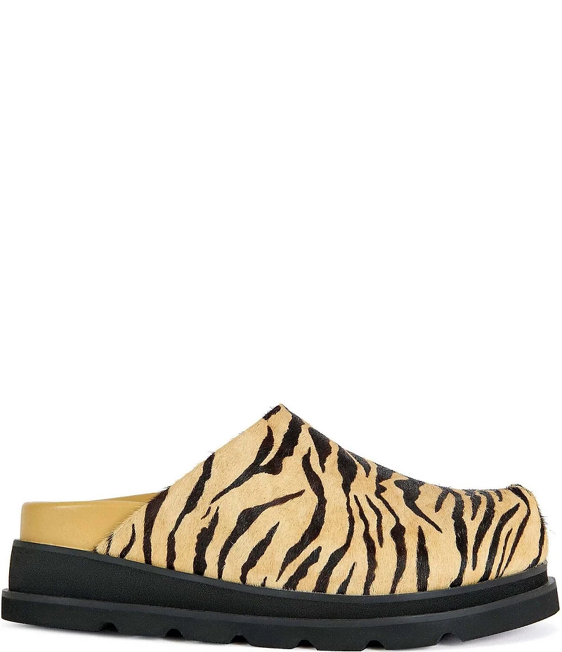 Azalea Wang Sarinda Tiger Print Calf Hair Platform Mules
