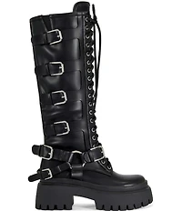 Azalea Wang Saxen Multi Strap Lace Up Tall Combat Boots