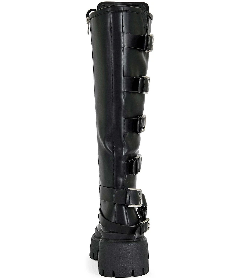 Azalea Wang Saxen Multi Strap Lace Up Tall Combat Boots