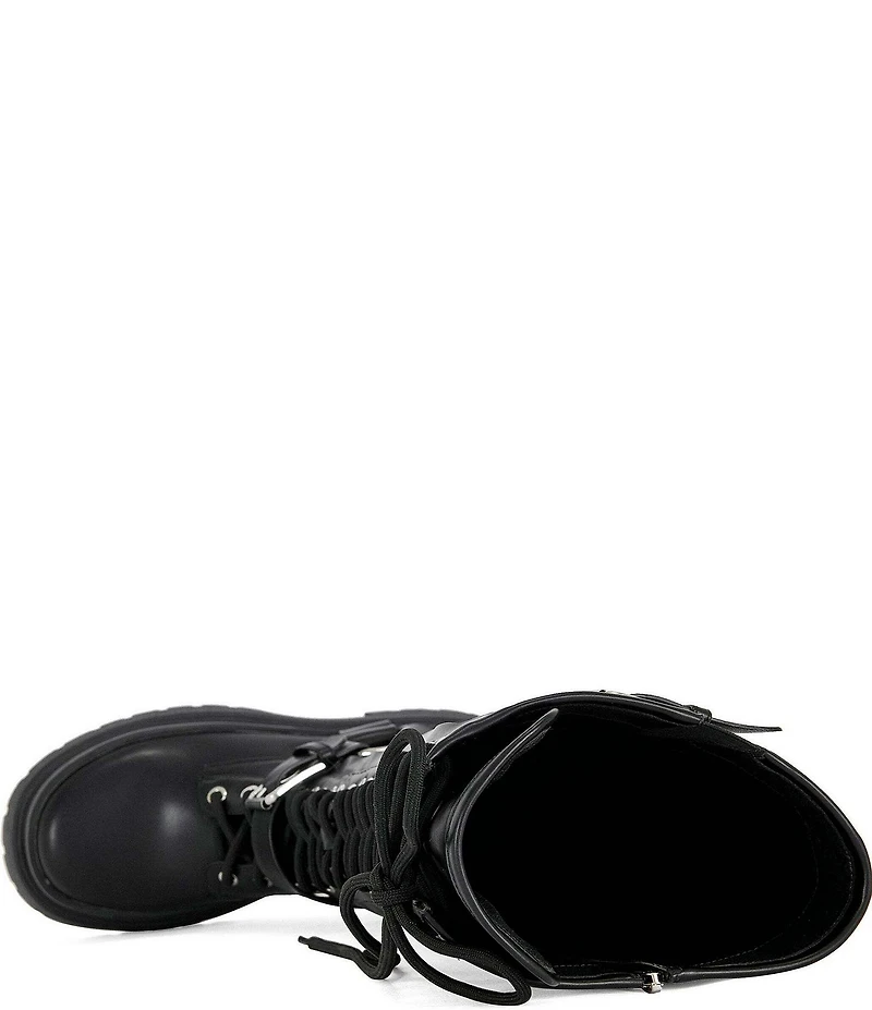Azalea Wang Saxen Multi Strap Lace Up Tall Combat Boots