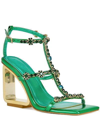 Azalea Wang Schantelle Jewel Embellished Wedge Dress Sandals