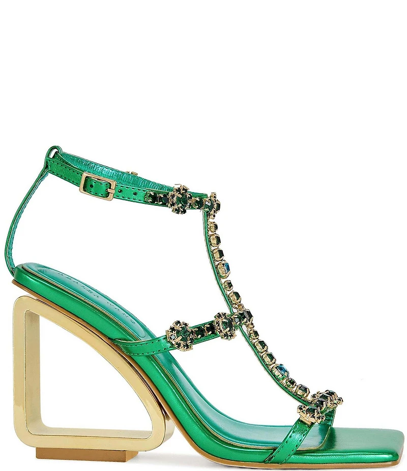 Azalea Wang Schantelle Jewel Embellished Wedge Dress Sandals