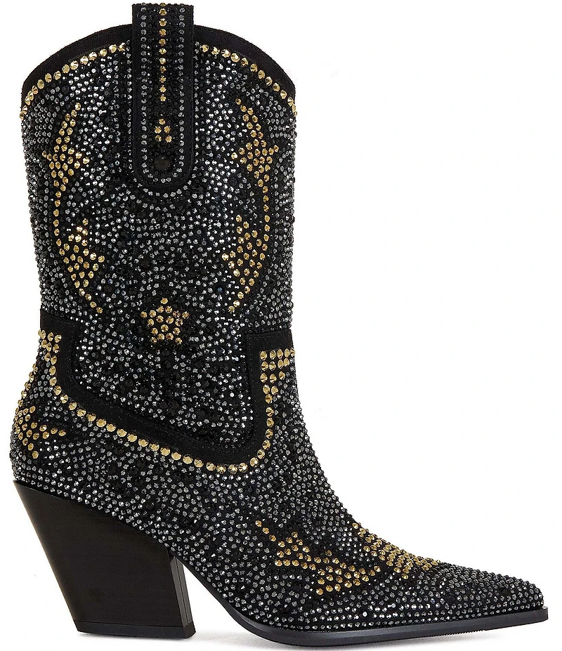 Azalea Wang Scott Rhinestone Embellished Western Booties