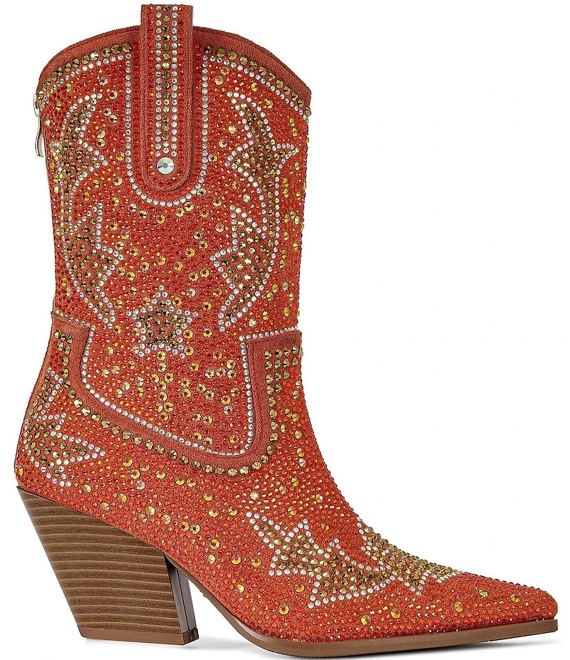 Azalea Wang Scott Rhinestone Embellished Western Booties
