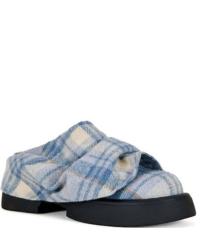 Azalea Wang Semyon Plaid Scrunched Overlay Platform Loafer Mules