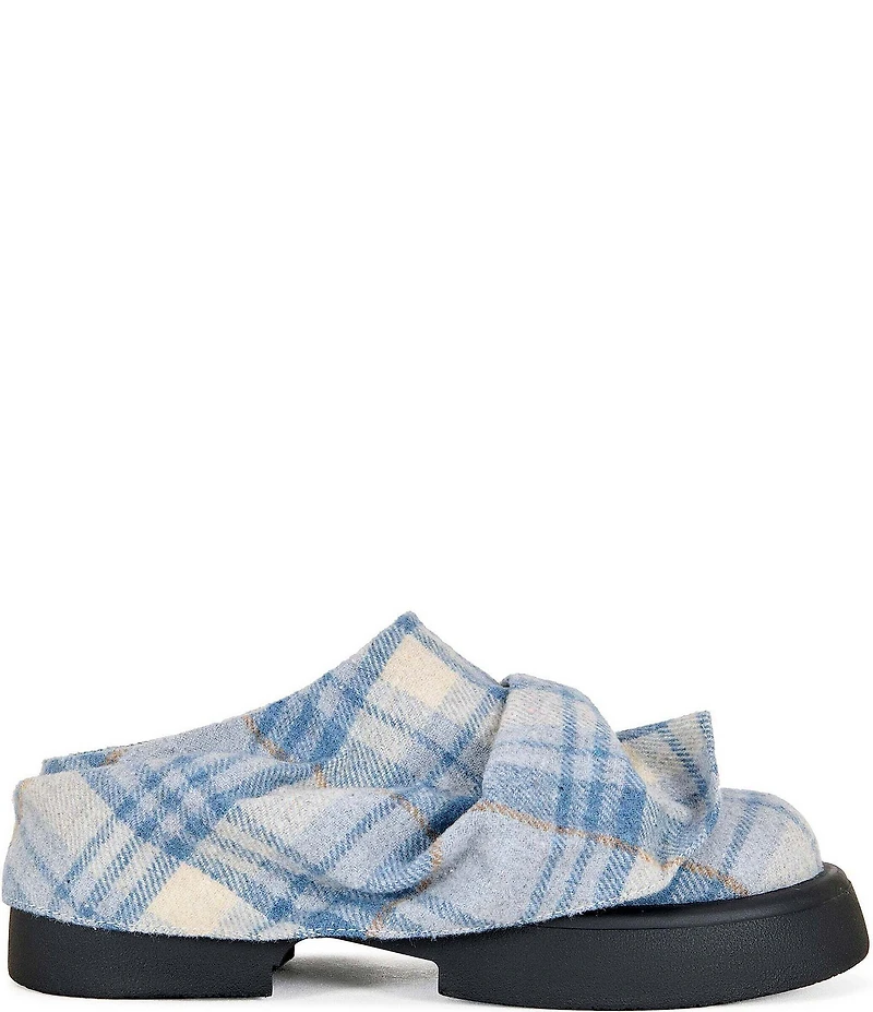 Azalea Wang Semyon Plaid Scrunched Overlay Platform Loafer Mules