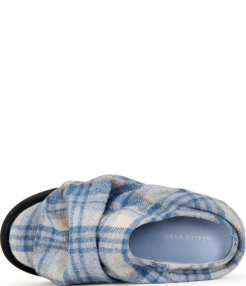 Azalea Wang Semyon Plaid Scrunched Overlay Platform Loafer Mules