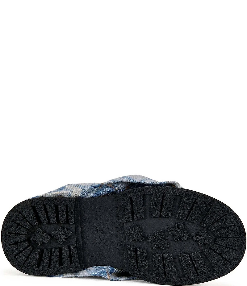 Azalea Wang Semyon Plaid Scrunched Overlay Platform Loafer Mules