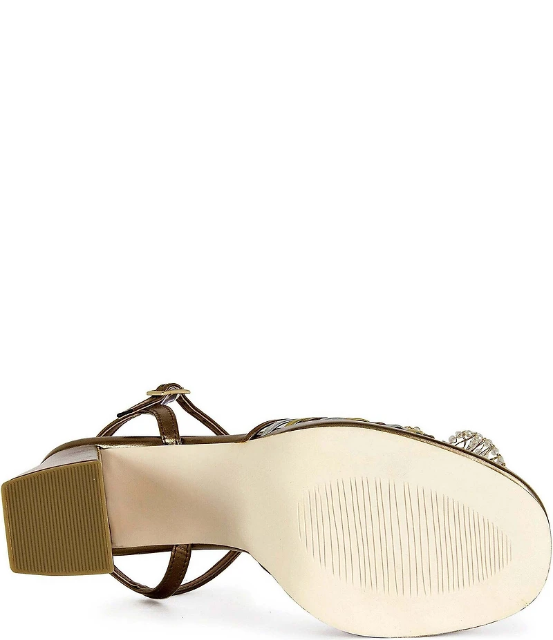 Azalea Wang Seraphina Metallic Ornamented Block Heel Sandals