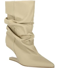 Azalea Wang Serona Slouch Shaft Pointed Toe Cantilever Wedge Boots