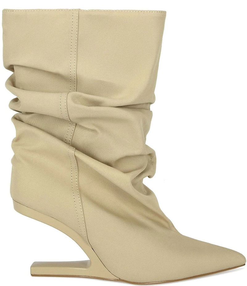 Azalea Wang Serona Slouch Shaft Pointed Toe Cantilever Wedge Boots