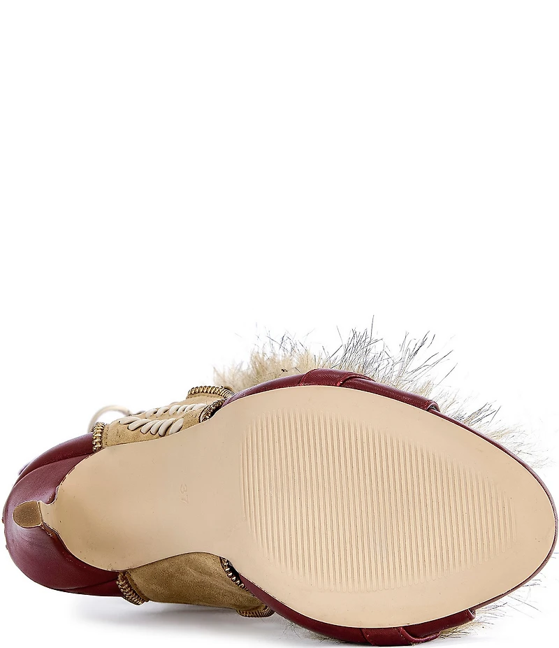 Azalea Wang Shaine Faux Fur Tall Gladiator Stiletto Sandals