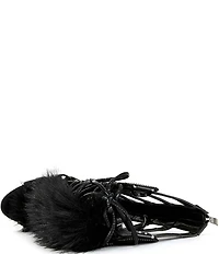 Azalea Wang Shaine Faux Fur Tall Gladiator Stiletto Sandals