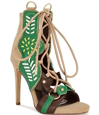 Azalea Wang Shainia Boho Lace Up Back Zip Bootie Sandals