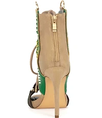 Azalea Wang Shainia Boho Lace Up Back Zip Bootie Sandals