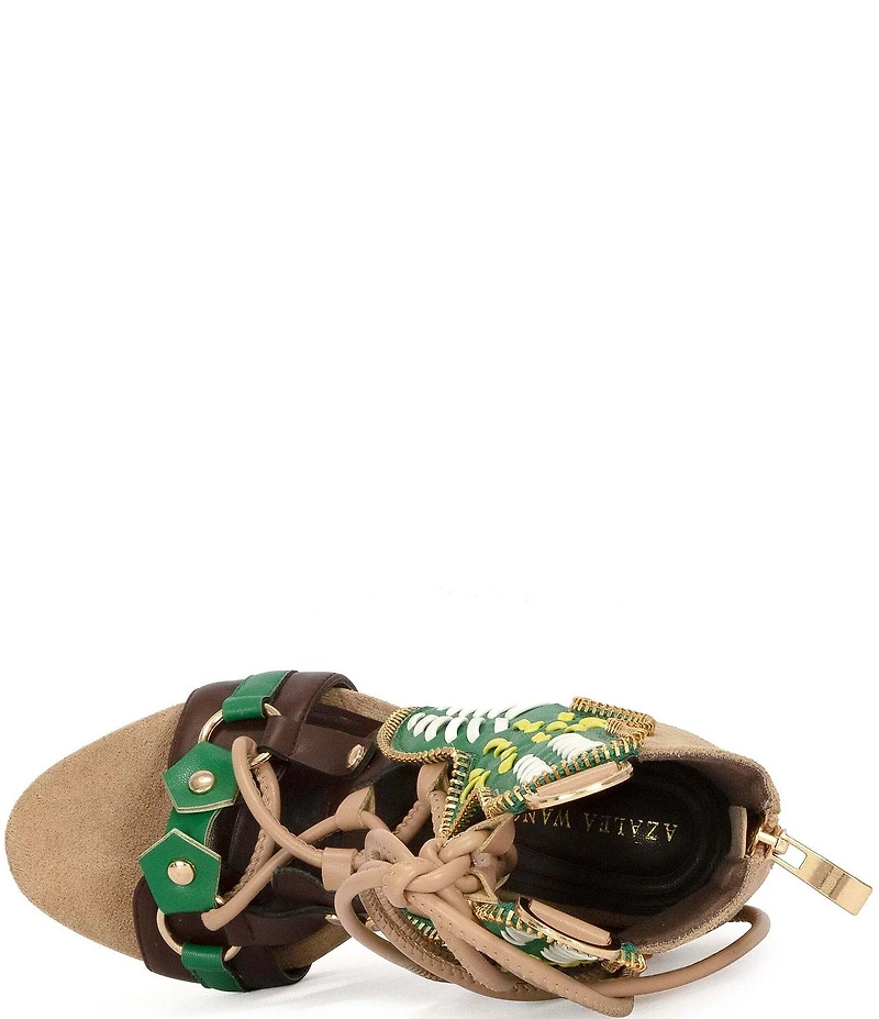 Azalea Wang Shainia Boho Lace Up Back Zip Bootie Sandals