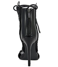 Azalea Wang Shainia Boho Lace Up Back Zip Bootie Sandals