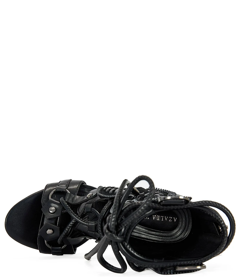 Azalea Wang Shainia Boho Lace Up Back Zip Bootie Sandals