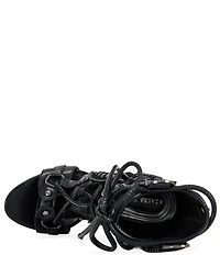 Azalea Wang Shainia Boho Lace Up Back Zip Bootie Sandals
