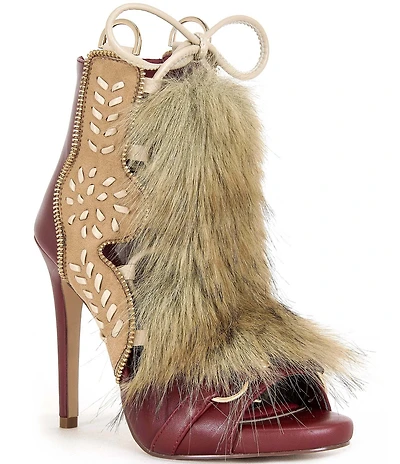 Azalea Wang Shainy Faux Fur Lace Up Shooties