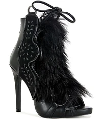 Azalea Wang Shainy Faux Fur Lace Up Shooties