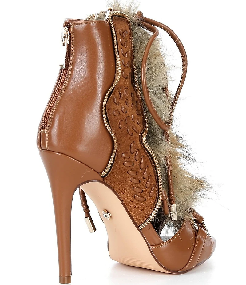 Azalea Wang Shainy Faux Fur Lace Up Shooties