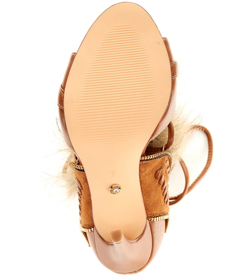 Azalea Wang Shainy Faux Fur Lace Up Shooties