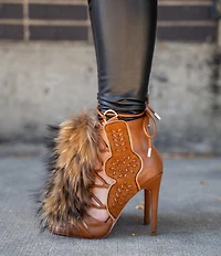 Azalea Wang Shainy Faux Fur Lace Up Shooties