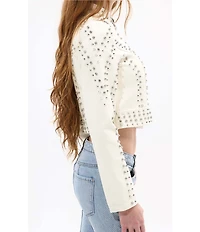 Azalea Wang Silvia Studded Stand Collar Zip Front Moto Jacket