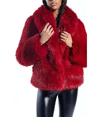 Azalea Wang Simona Faux Fur Oversize Shawl Collar Open Front Jacket