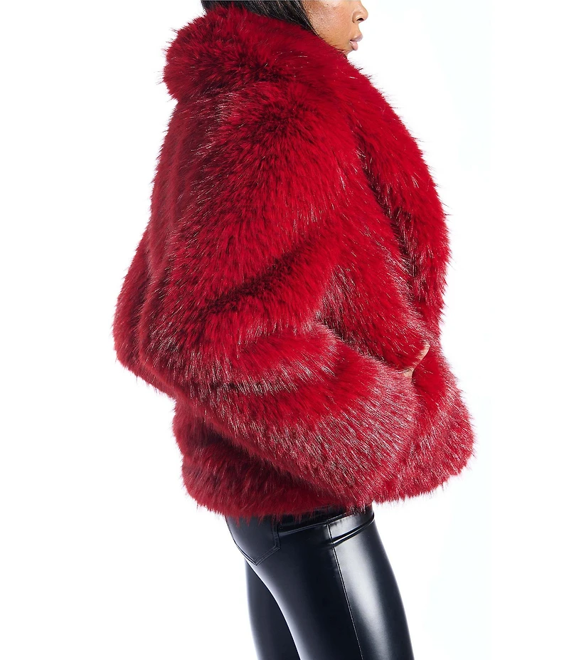 Azalea Wang Simona Faux Fur Oversize Shawl Collar Open Front Jacket