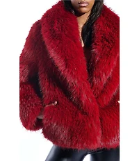 Azalea Wang Simona Faux Fur Oversize Shawl Collar Open Front Jacket