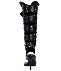 Azalea Wang Sodalite Studded Wraparound Square Toe Thong Sandals
