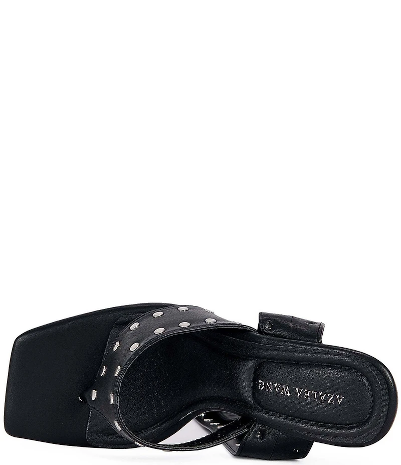 Azalea Wang Sodalite Studded Wraparound Square Toe Thong Sandals
