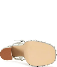 Azalea Wang SomethingBlue Pearl and Rhinestone Ornamented Platform Dress Sandals