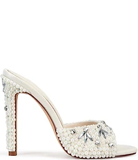 Azalea Wang SomethingNew Pearl Rhinestone Embellished Dress Slide Sandals