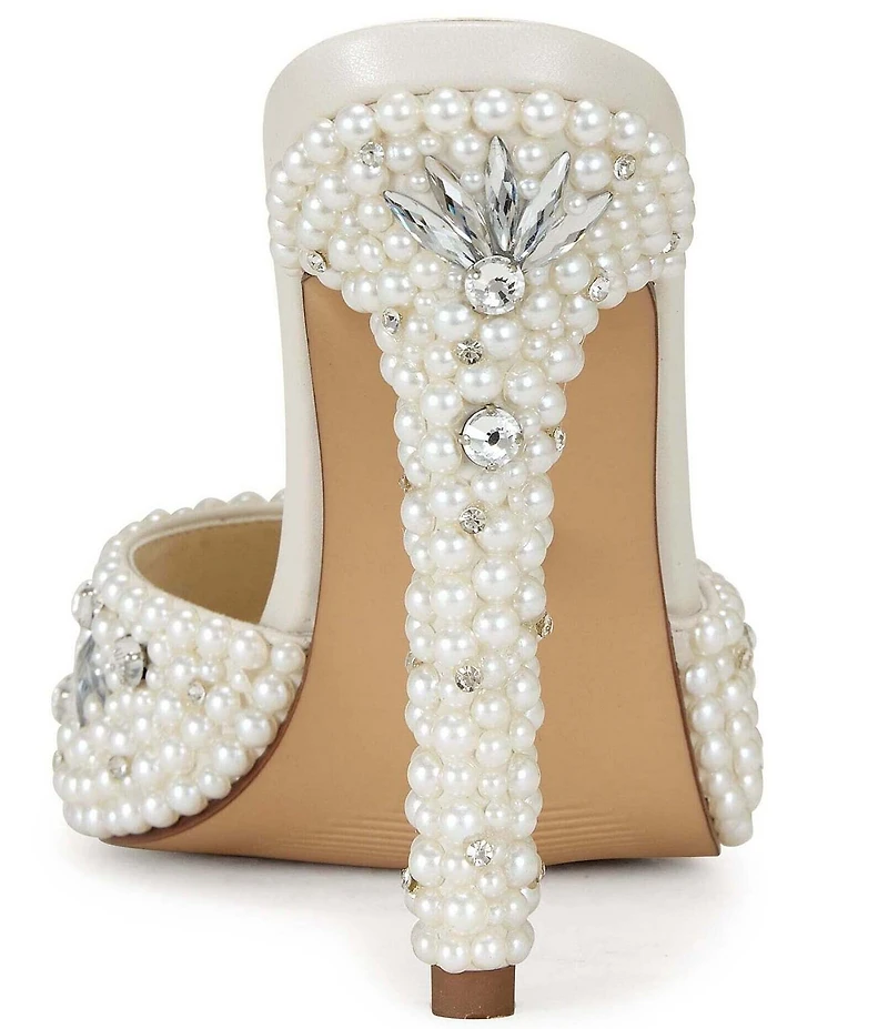 Azalea Wang SomethingNew Pearl Rhinestone Embellished Dress Slide Sandals