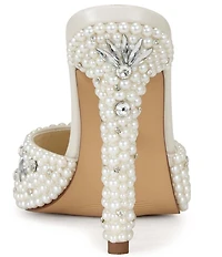 Azalea Wang SomethingNew Pearl Rhinestone Embellished Dress Slide Sandals