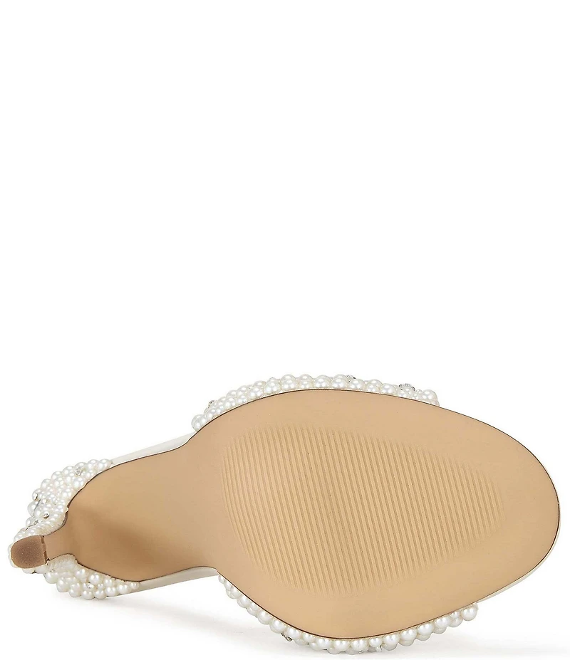 Azalea Wang SomethingNew Pearl Rhinestone Embellished Dress Slide Sandals