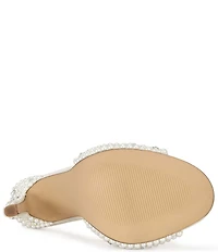 Azalea Wang SomethingNew Pearl Rhinestone Embellished Dress Slide Sandals