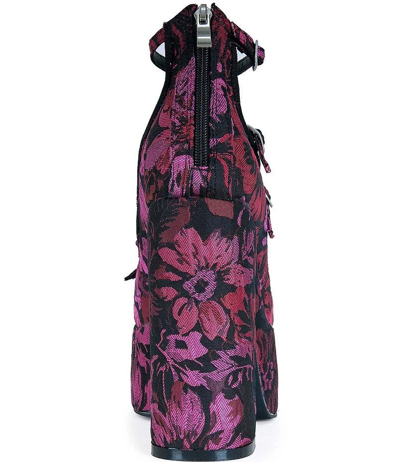 Azalea Wang Sprout Floral Ankle Strap Platform Bow Pumps