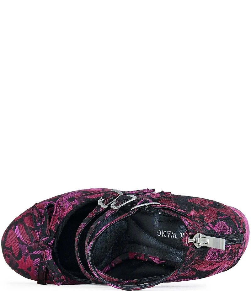 Azalea Wang Sprout Floral Ankle Strap Platform Bow Pumps