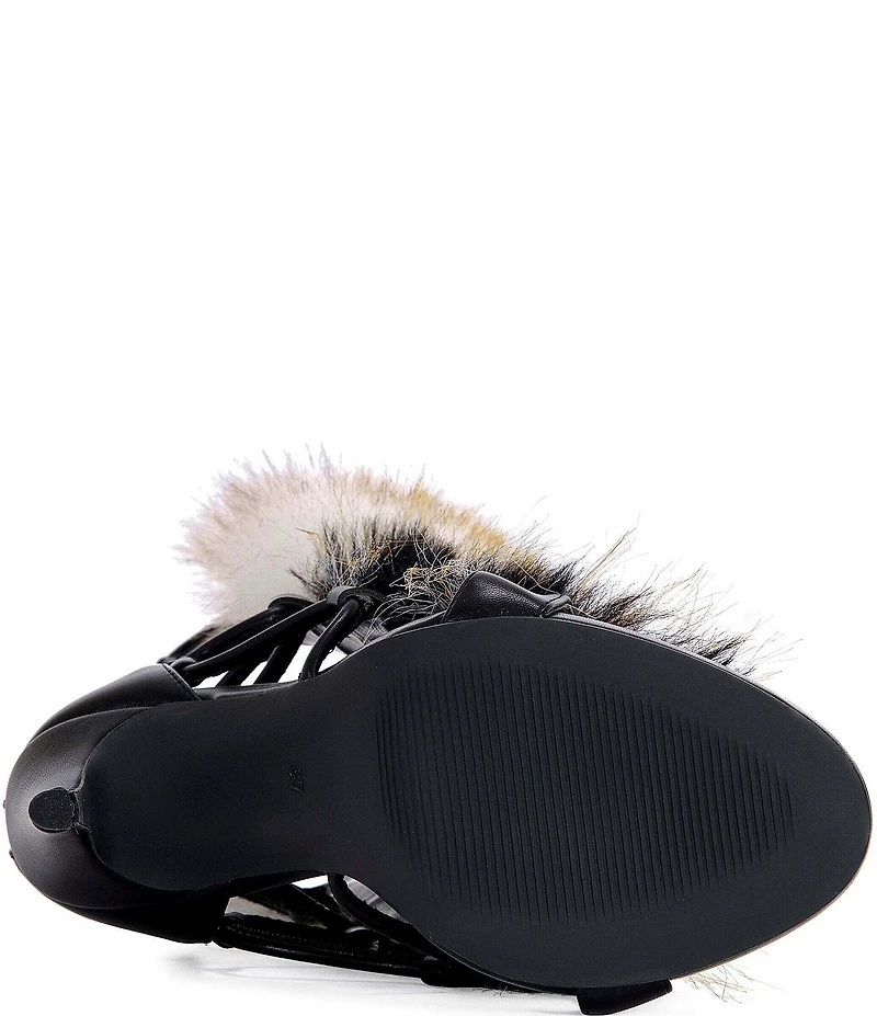 Azalea Wang Stamos Faux Fur Laced Tall Sandals