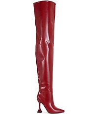 Azalea Wang Stephan Pointed Toe Flare Heel Thigh High Boots