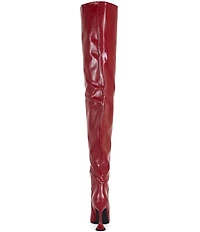 Azalea Wang Stephan Pointed Toe Flare Heel Thigh High Boots