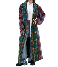 Azalea Wang Studio Checked Pattern Notch Collar Oversized Fit Button Front Jacket