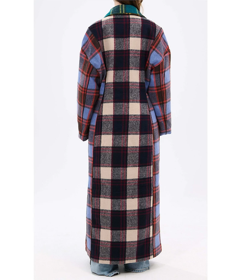 Azalea Wang Studio Checked Pattern Notch Collar Oversized Fit Button Front Jacket