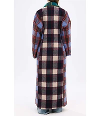 Azalea Wang Studio Checked Pattern Notch Collar Oversized Fit Button Front Jacket