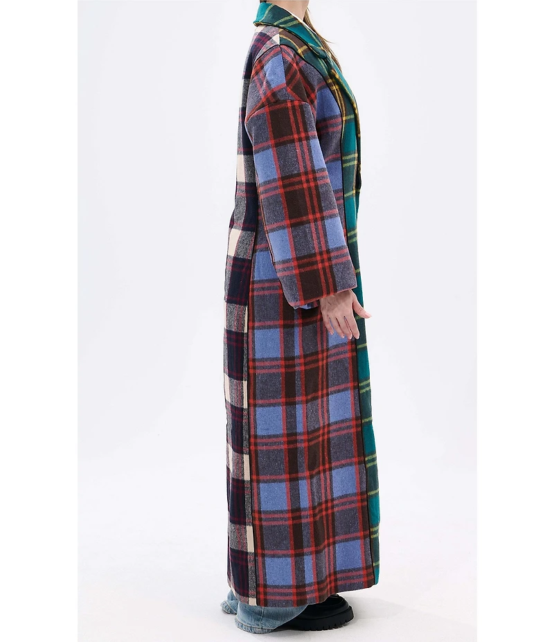 Azalea Wang Studio Checked Pattern Notch Collar Oversized Fit Button Front Jacket